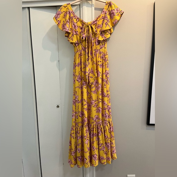 Sachin & Babi Yellow Flutter-Sleeve Floral Dress in Yellow - Size 0 - Picture 5 of 9